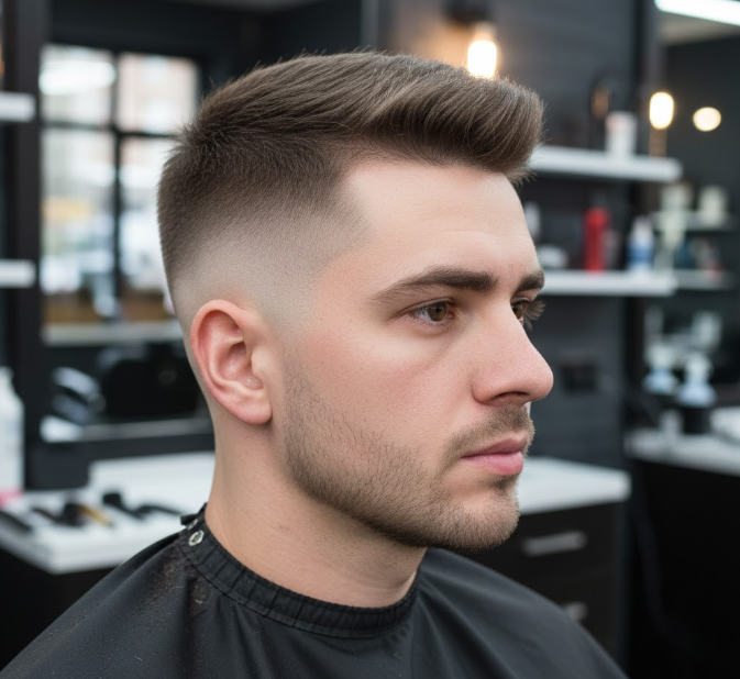 High and Tight Fade for Round Faces Best haircuts for round face men high fade showing sharp lines and vertical volume